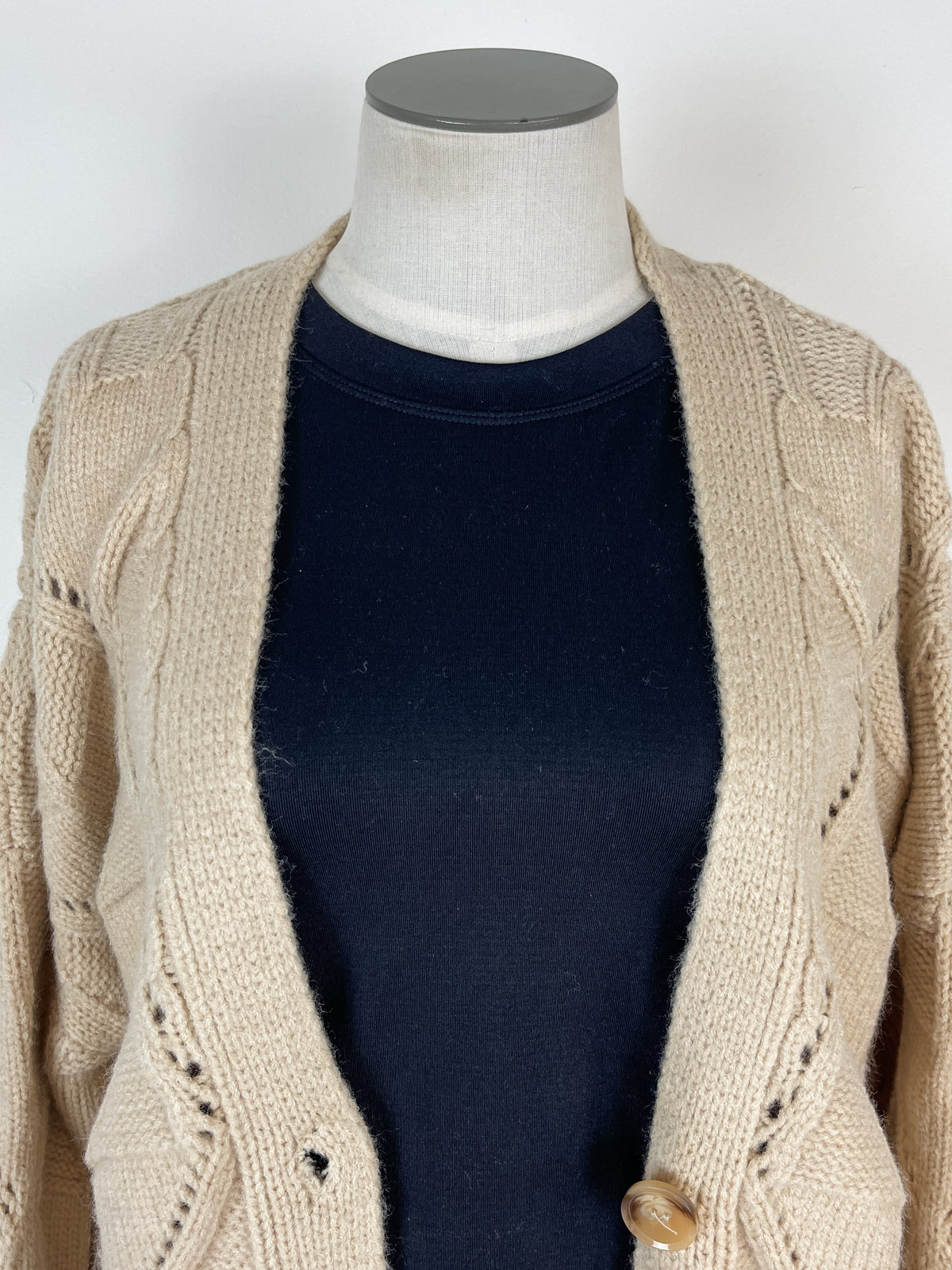 Melanie Textured Knit Sweater Cardigan in Oatmeal