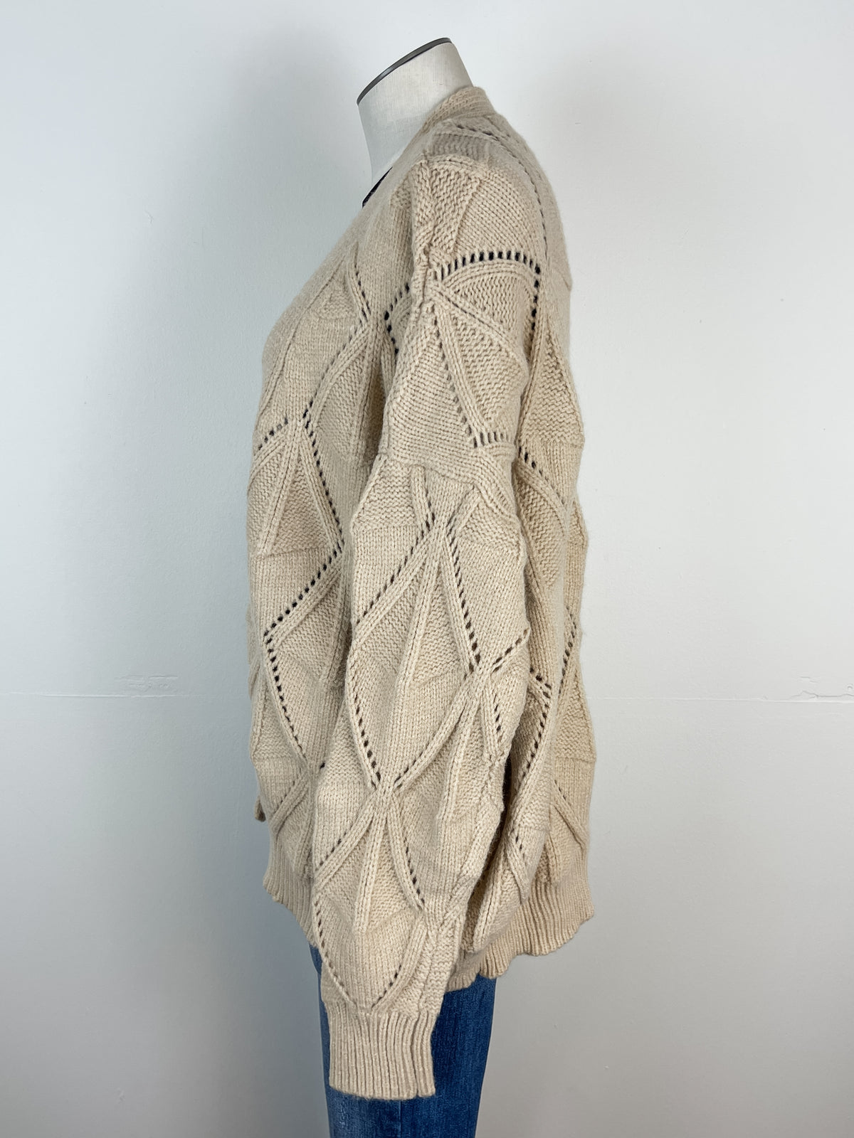 Melanie Textured Knit Sweater Cardigan in Oatmeal