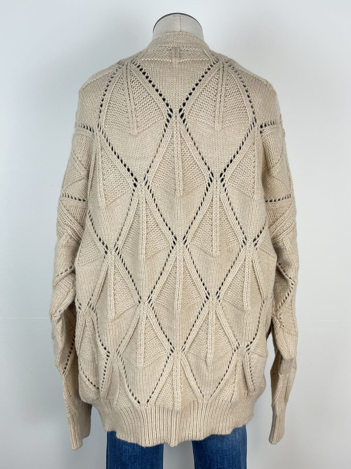 Melanie Textured Knit Sweater Cardigan in Oatmeal