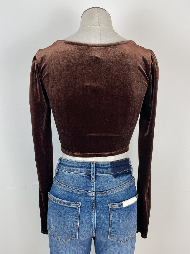 Parker Velvet Cropped Corset top in Brown