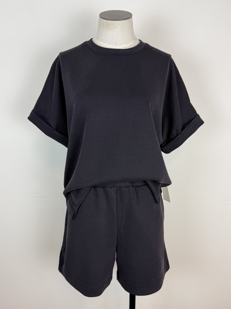 Kara Ribbed Short in Washed Black