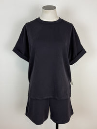 Kara Ribbed Short in Washed Black