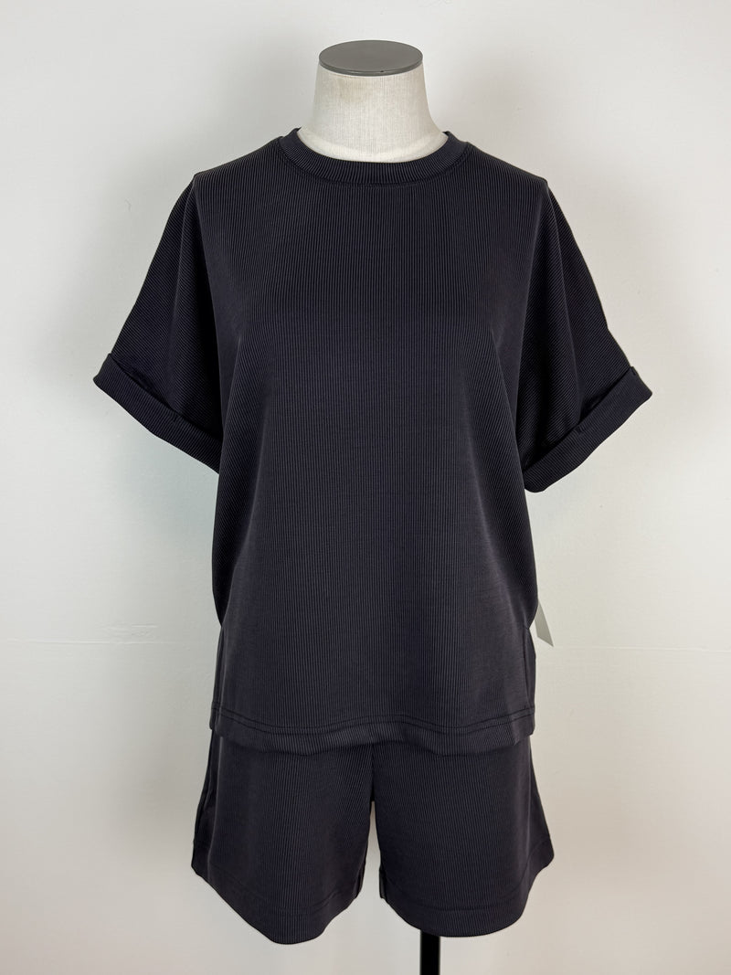 Kara Ribbed Short in Washed Black