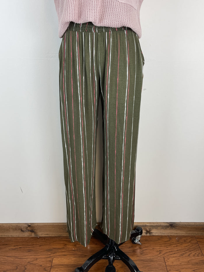 Kira Striped Pant in Olive