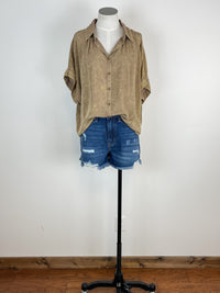 Mineral Washed Button Down in Mustard