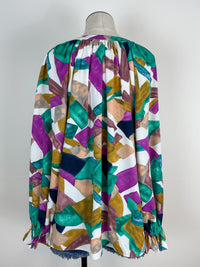 Colorful Abstract Blouse in Navy Orchid