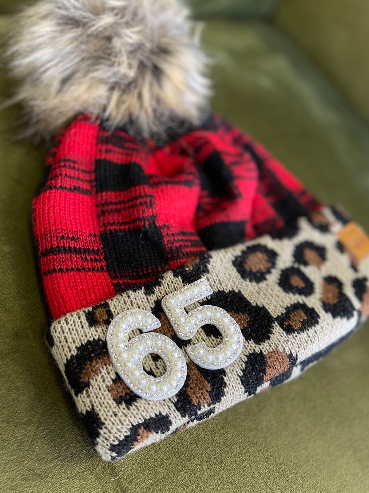 Camo & Pearl Number Stocking Hat