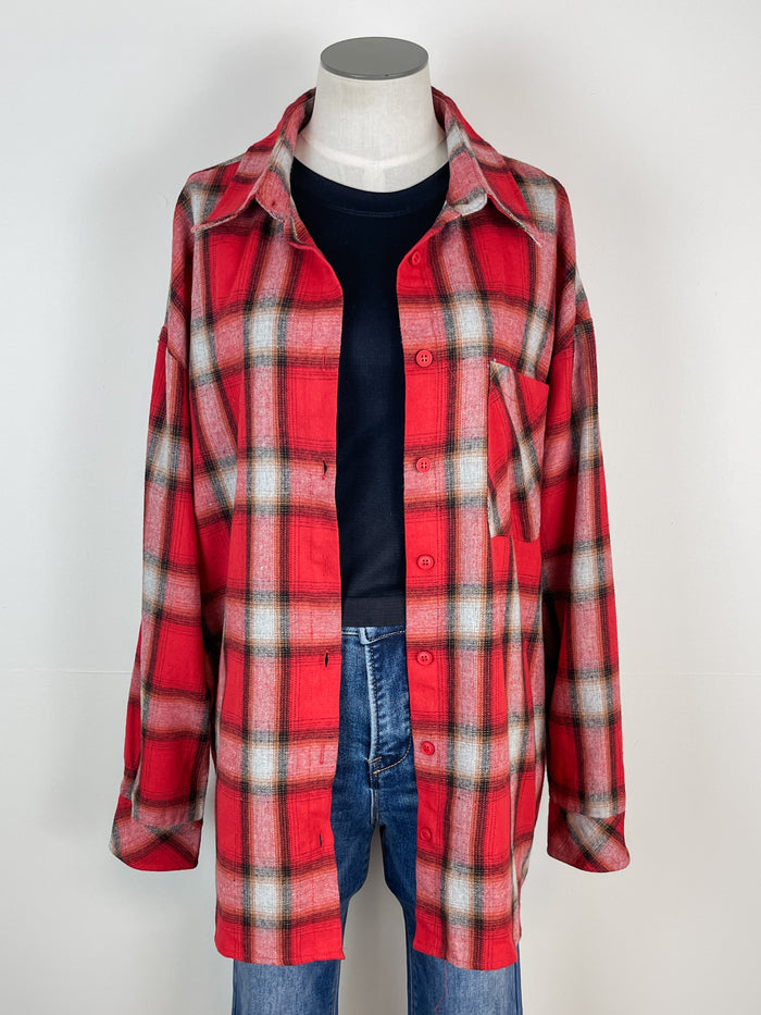 Huskers Oversized Plaid in Red