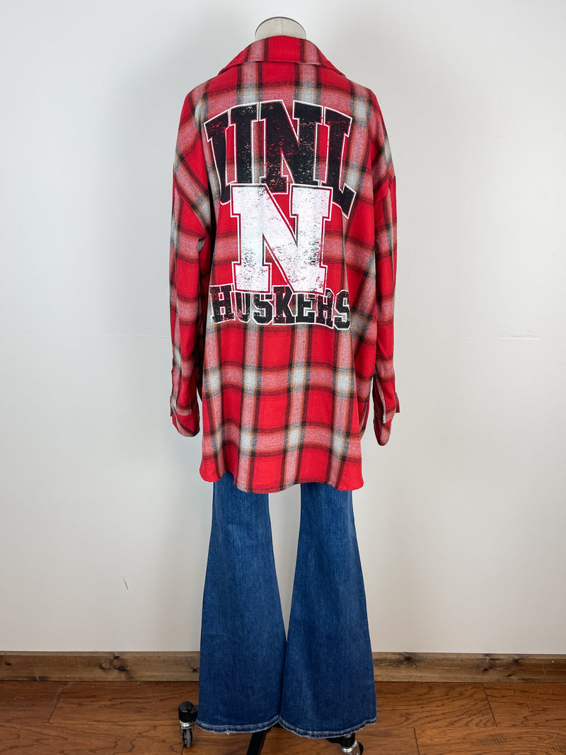 Huskers Oversized Plaid in Red