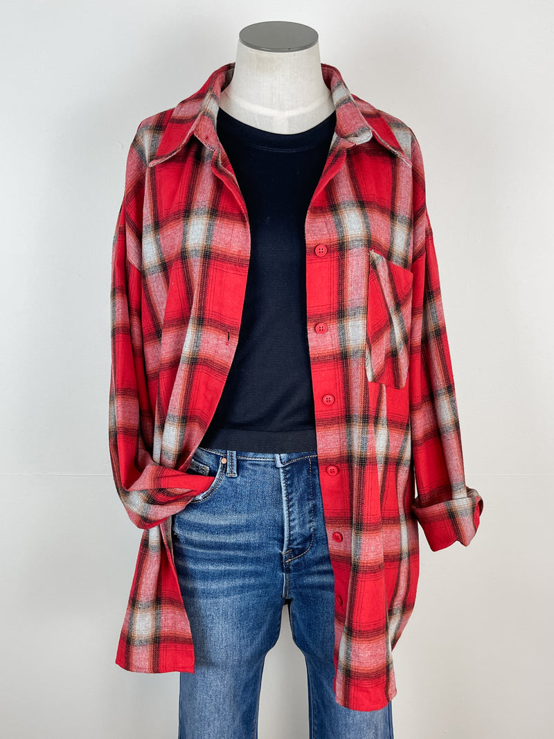 Huskers Oversized Plaid in Red