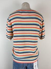 Kylie Striped Short Sleeve Top in Navy/Lemon