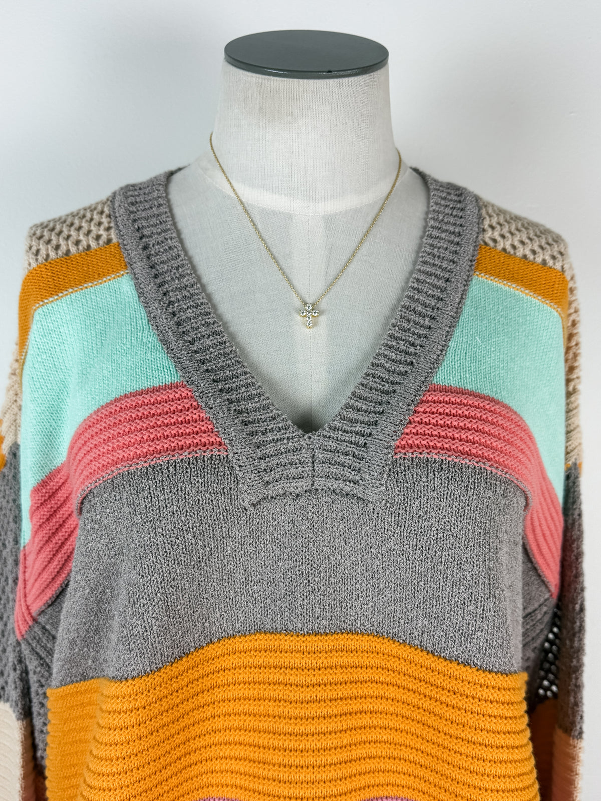 Sara Striped Sweater in Mint/Coral