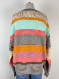 Sara Striped Sweater in Mint/Coral