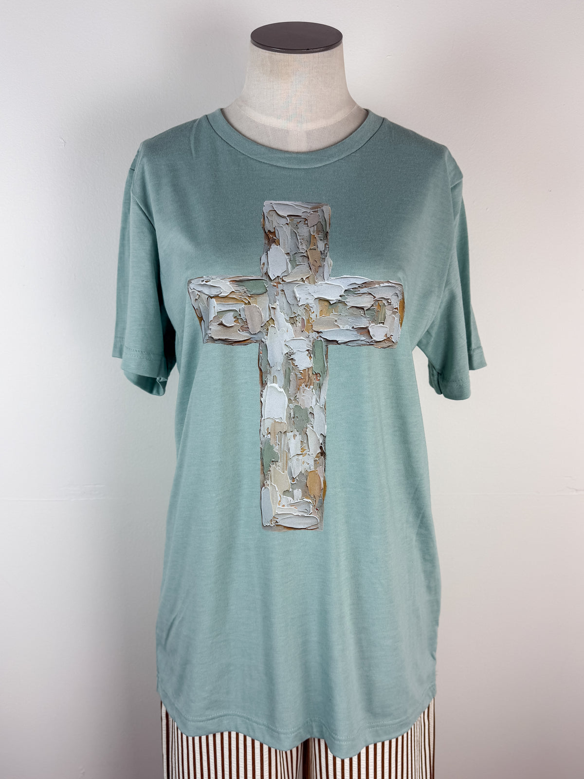 Painted Cross Tee in Mint