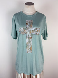 Painted Cross Tee in Mint