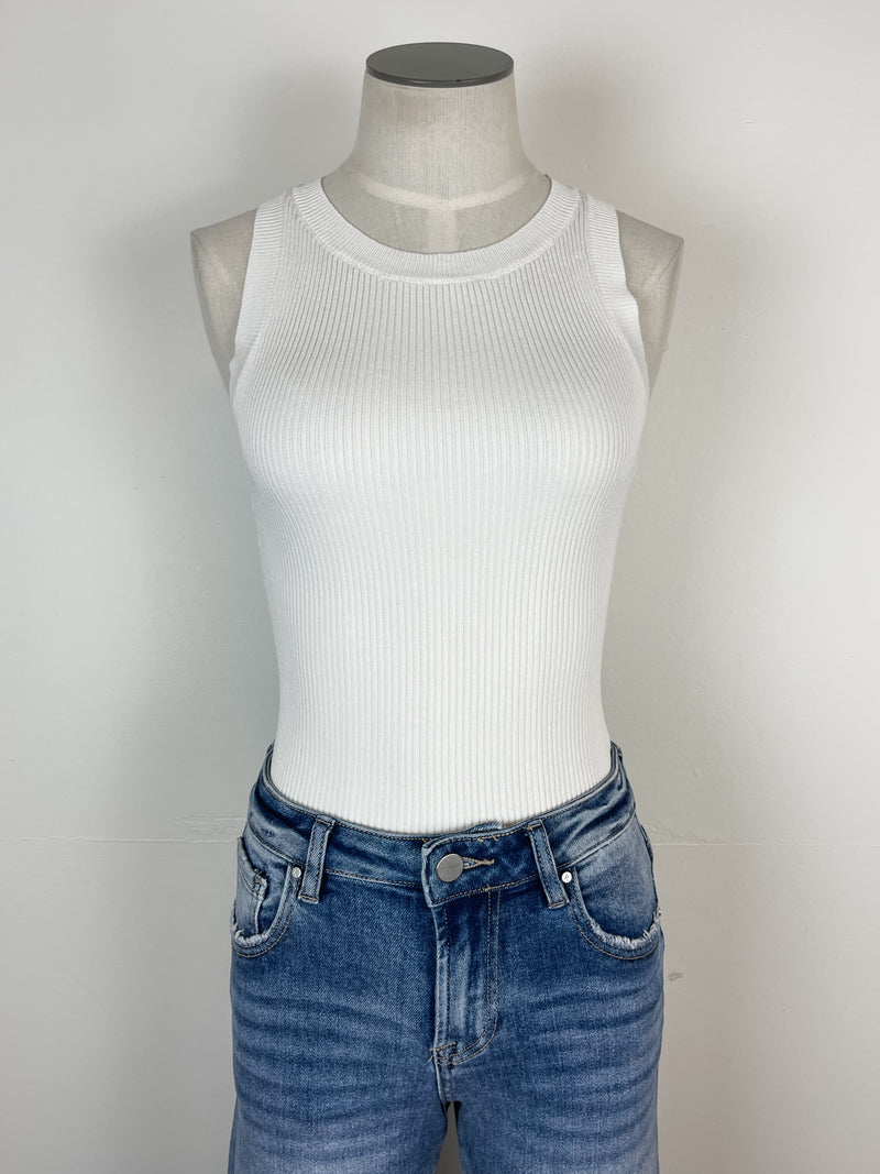 Bonnie Sweater Knit Tank in White