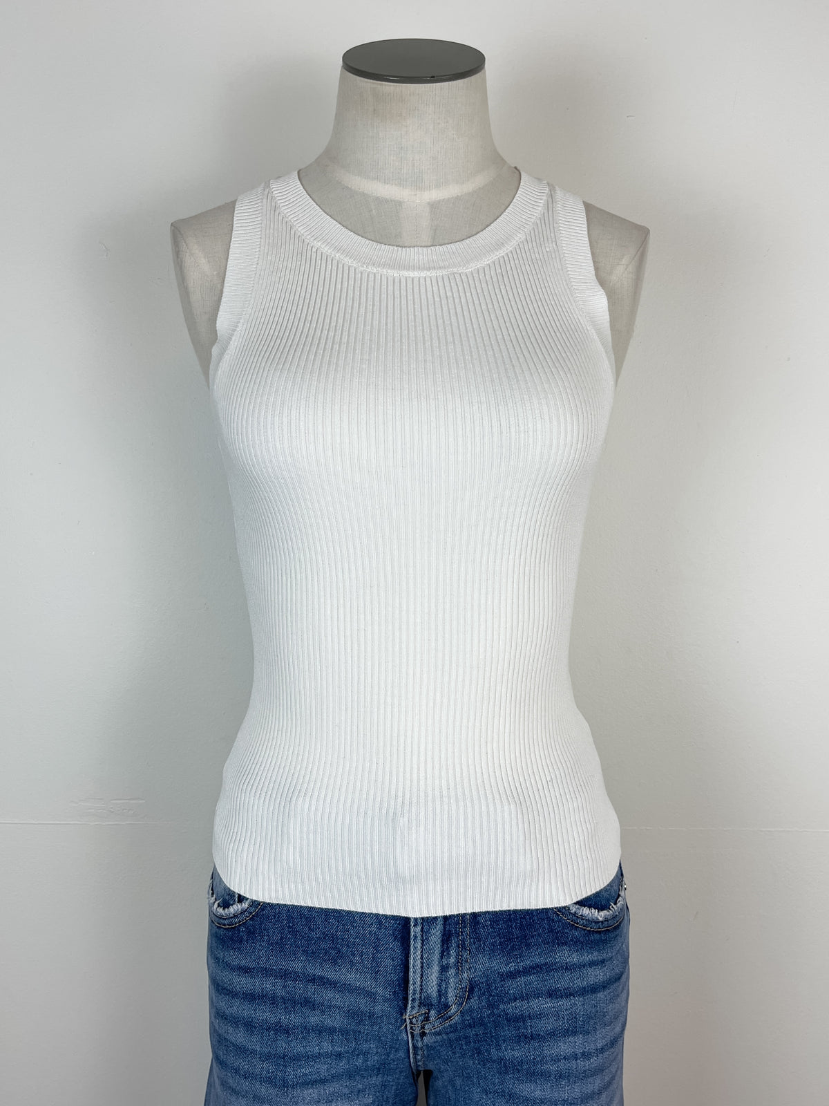 Bonnie Sweater Knit Tank in White