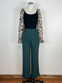 Floral Sleeve Bodysuit in Black
