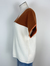 Mia Color Block Short Sleeve Sweater in Ginger