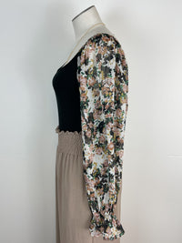 Floral Sleeve Bodysuit in Black