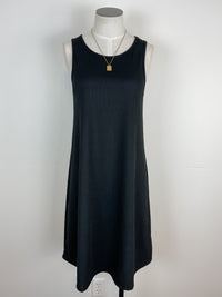 Sleeveless Ribbed Dress in Black