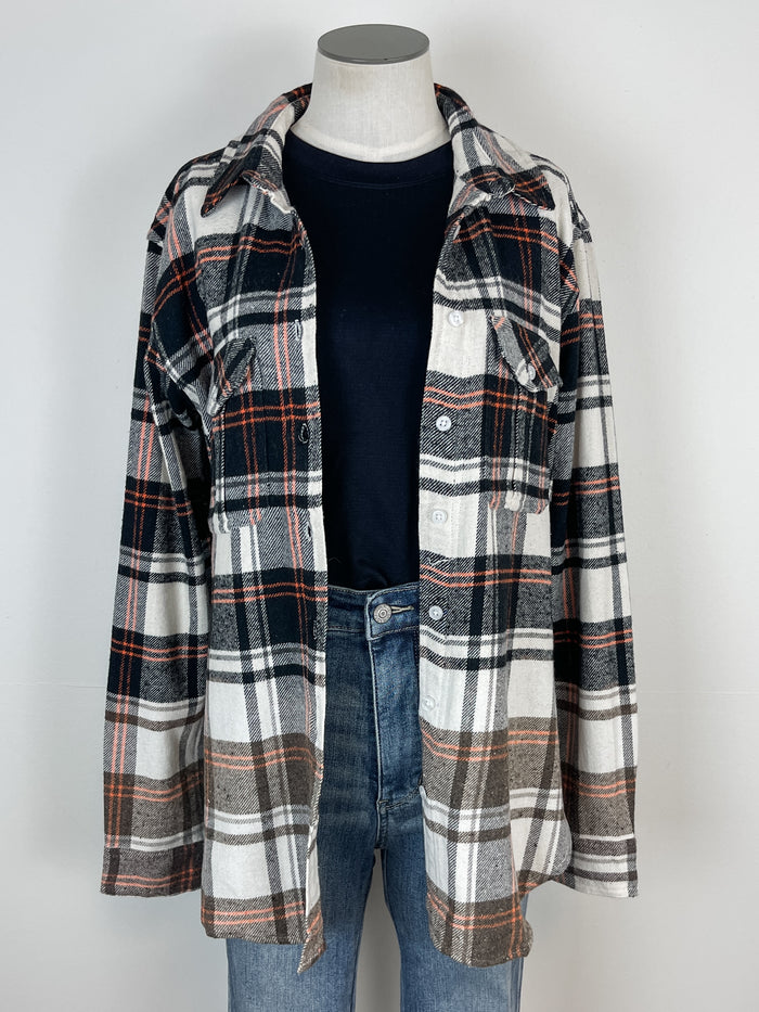 Kinley Flannel in Black/Cream/Orange