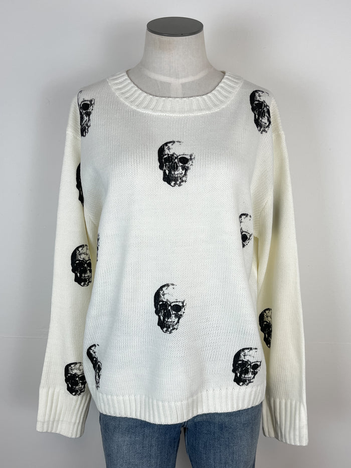 Jovie Skull Sweater in Cream