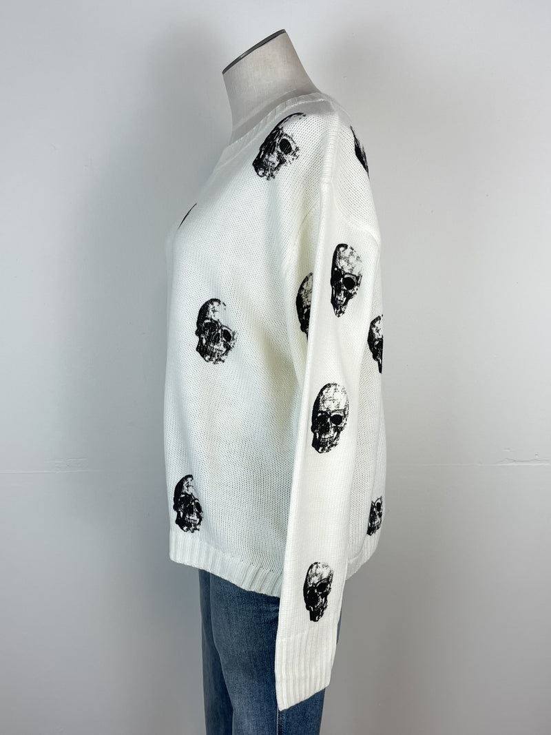 Jovie Skull Sweater in Cream