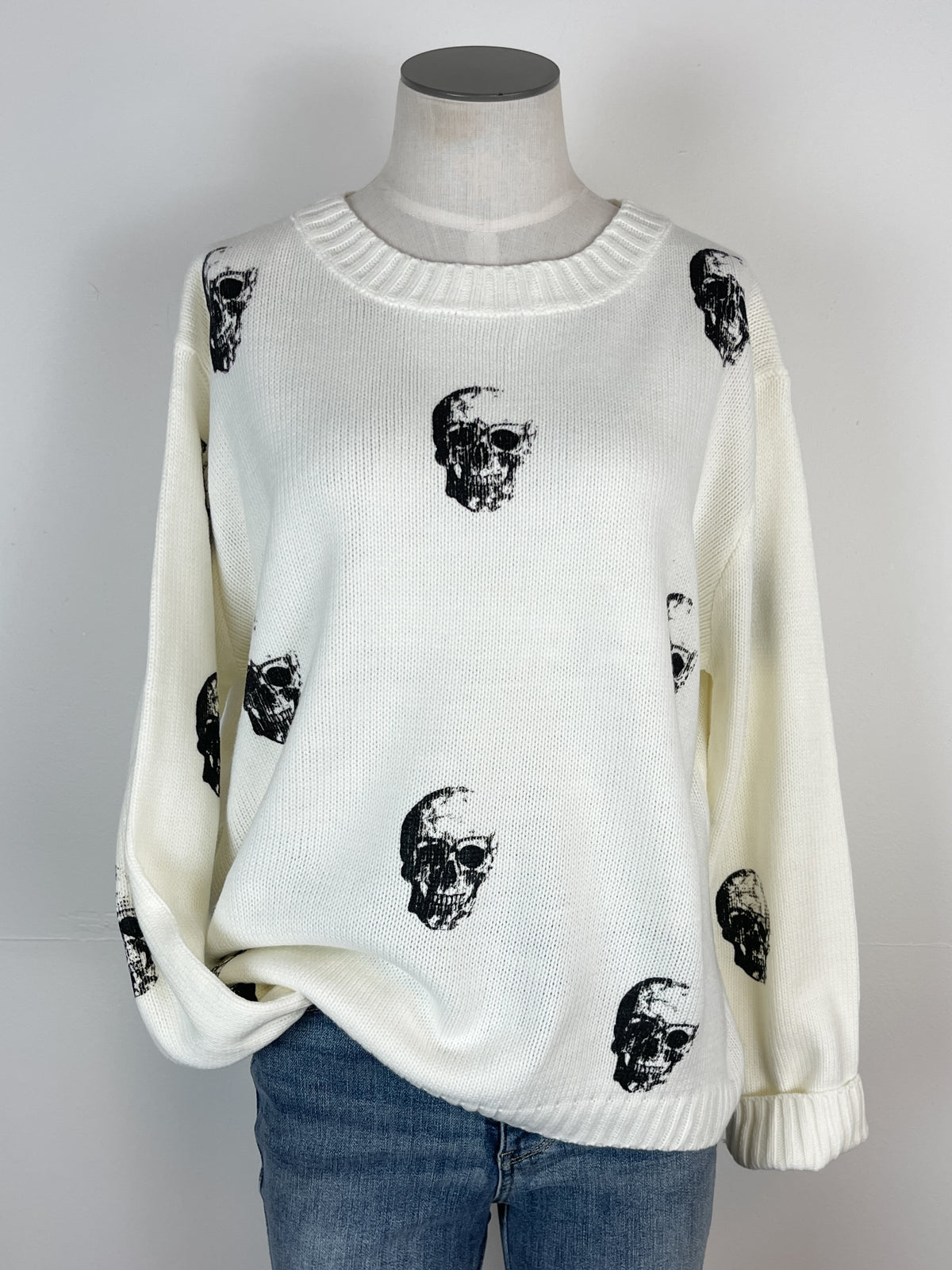 Jovie Skull Sweater in Cream