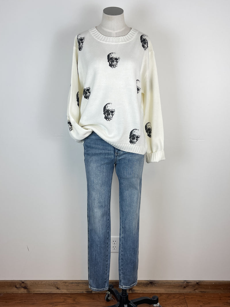 Jovie Skull Sweater in Cream