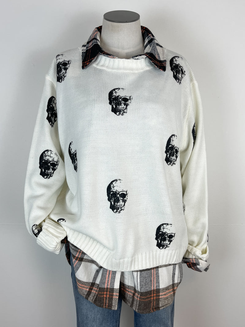 Jovie Skull Sweater in Cream