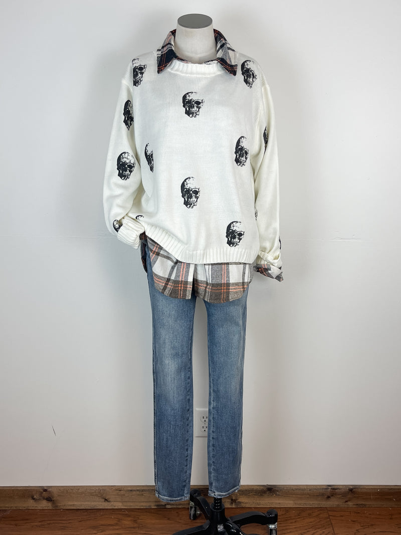 Jovie Skull Sweater in Cream