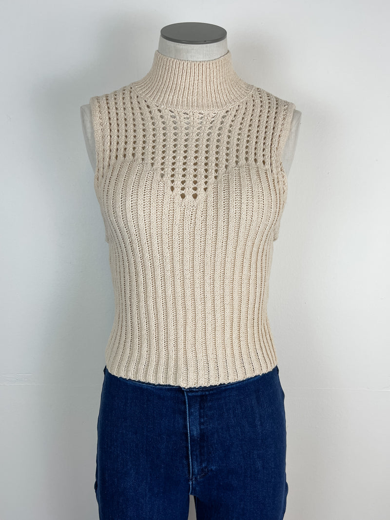 Mock Neck Sweater Tank in Natural