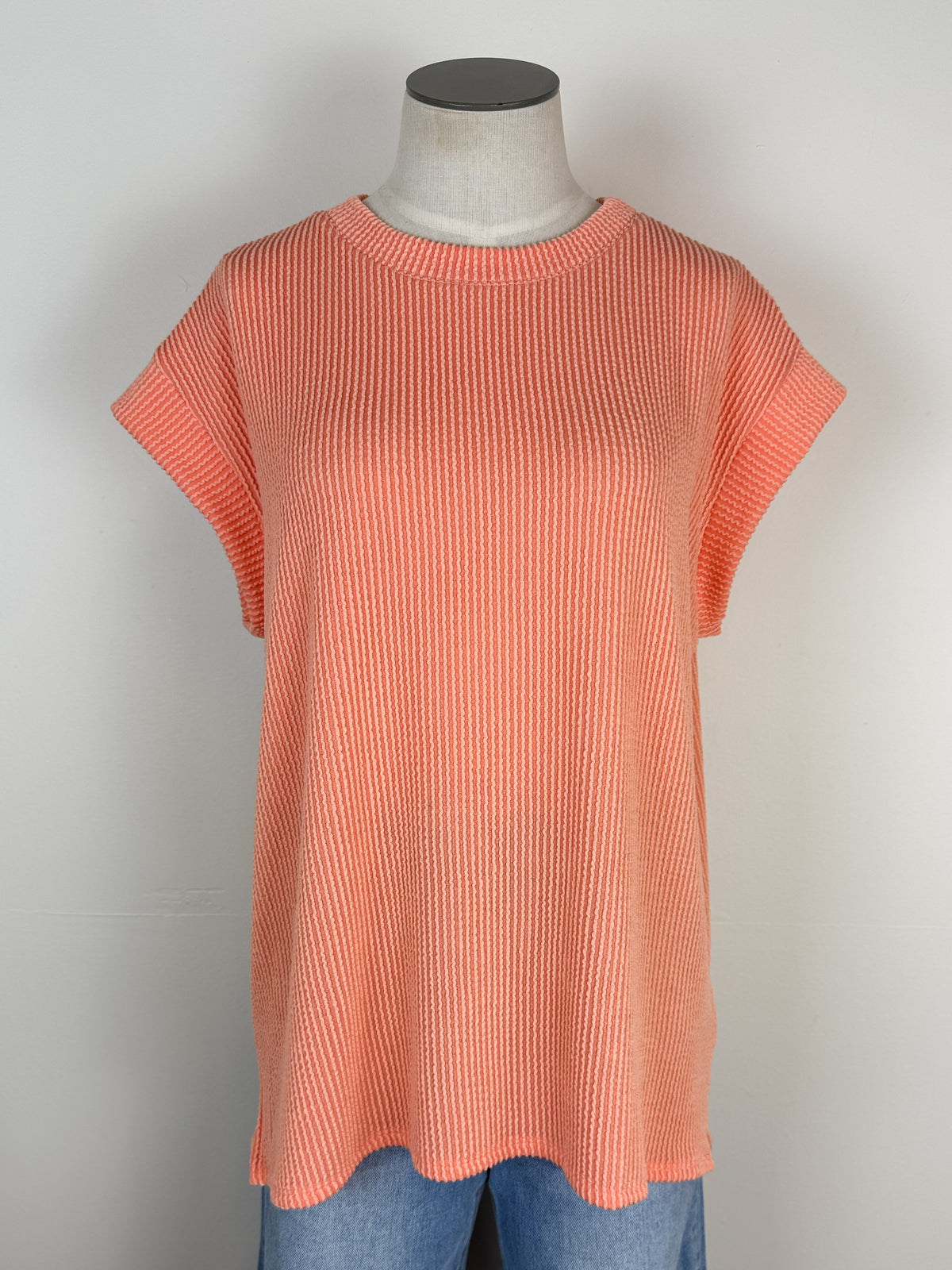 Lexi Ribbed Tee in Peach