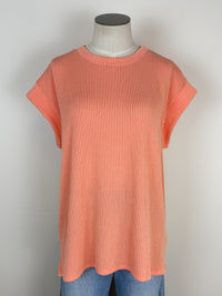 Lexi Ribbed Tee in Peach