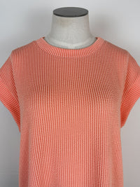 Lexi Ribbed Tee in Peach