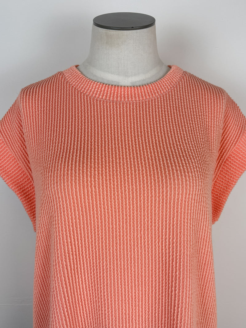 Lexi Ribbed Tee in Peach