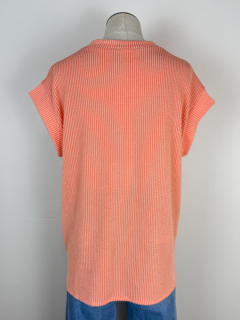 Lexi Ribbed Tee in Peach