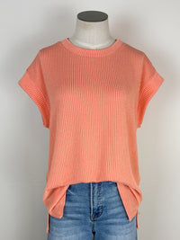 Lexi Ribbed Tee in Peach
