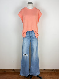 Lexi Ribbed Tee in Peach