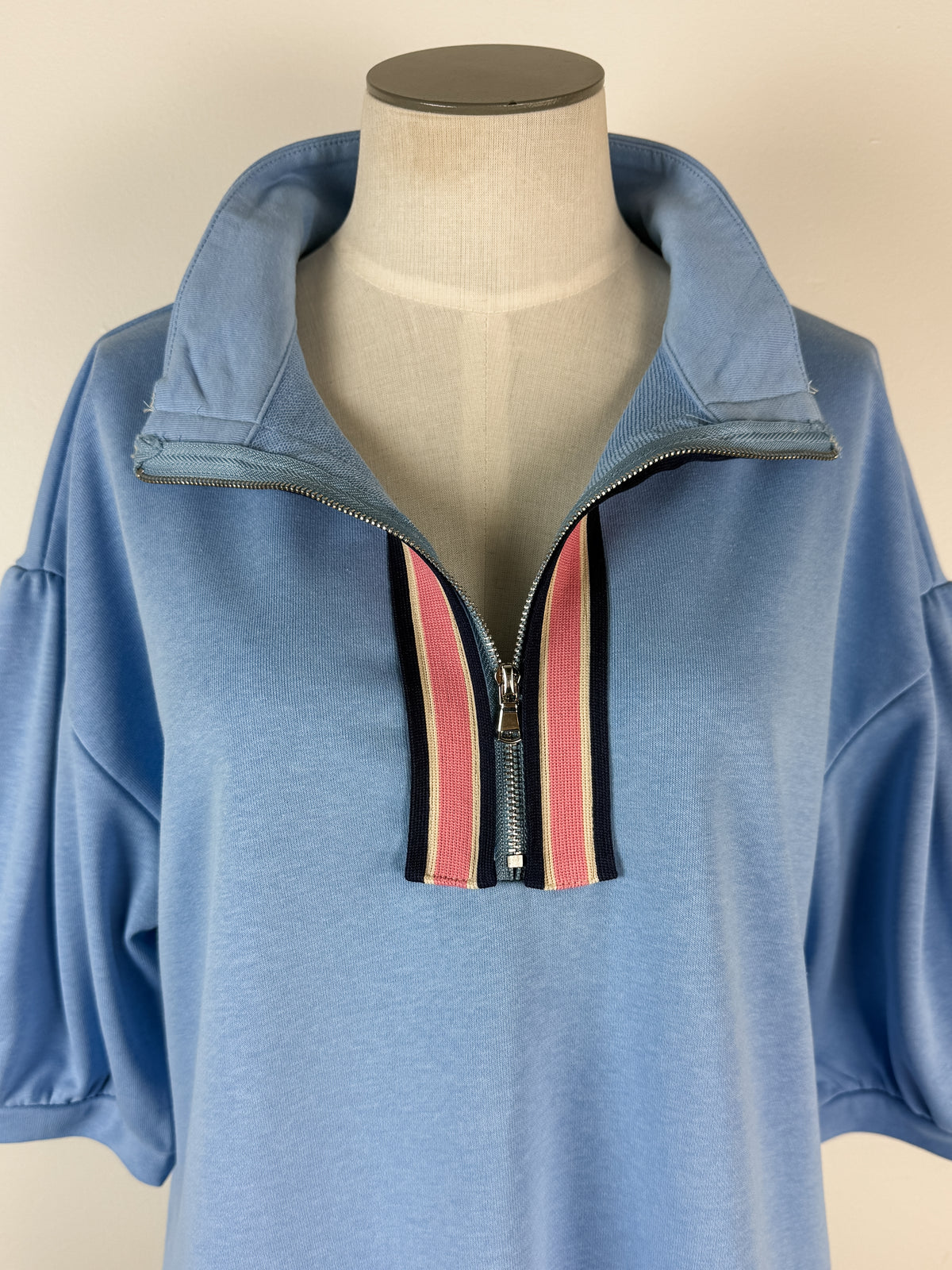Georgia Half Zip Top in Light Blue
