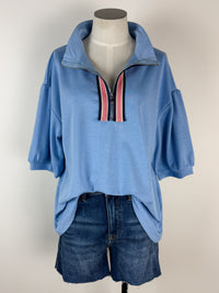 Georgia Half Zip Top in Light Blue