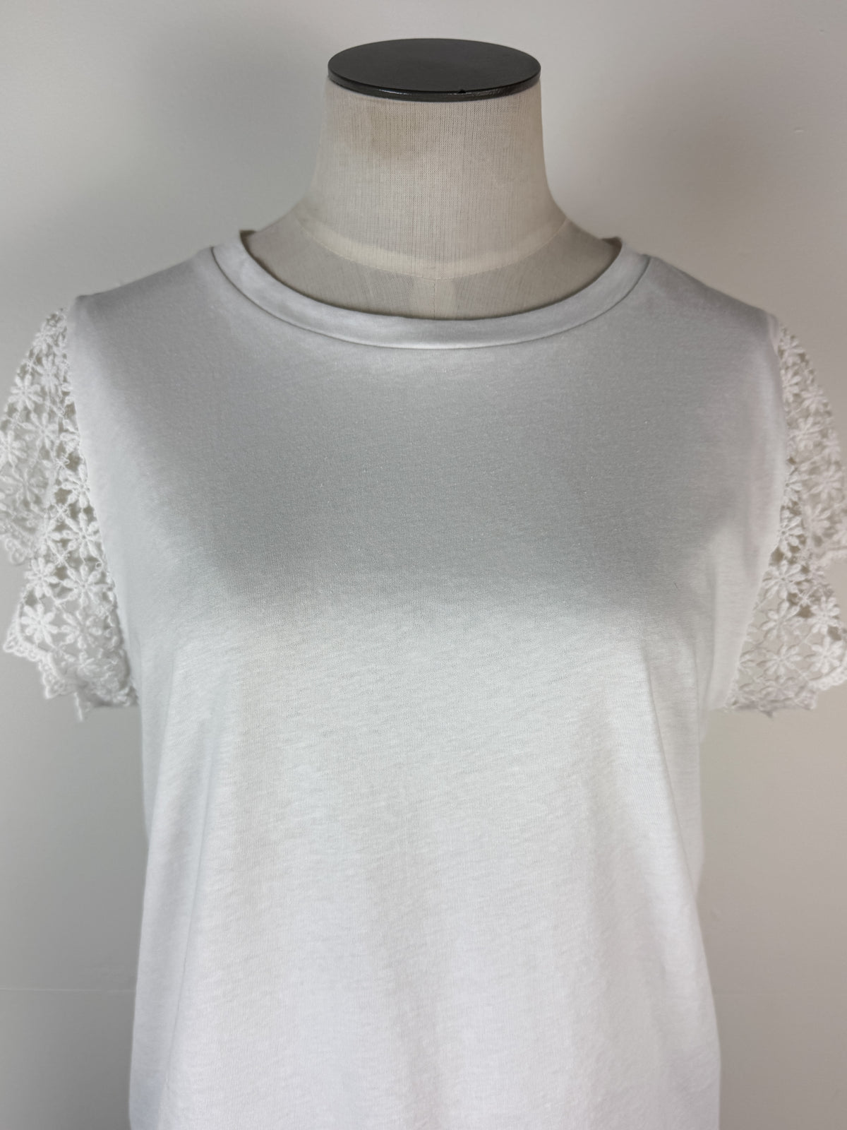 Hadley Lace Sleeve Top in White