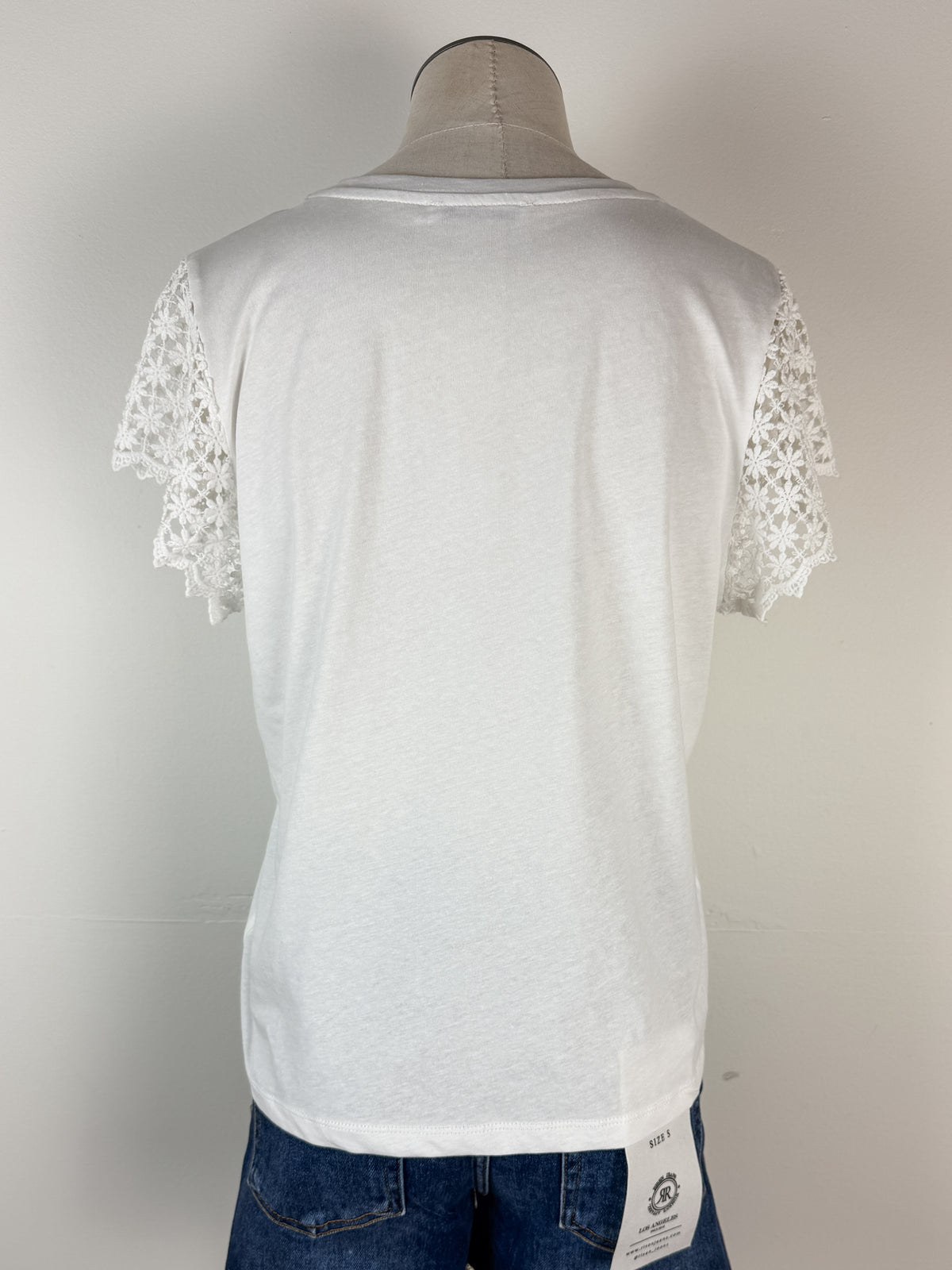 Hadley Lace Sleeve Top in White