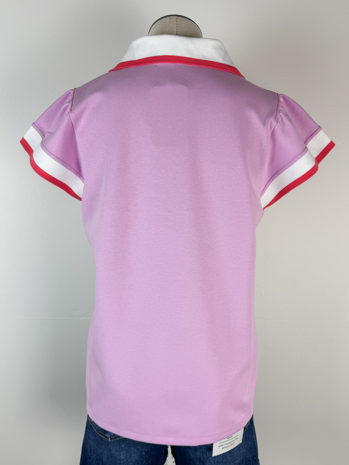 Margaret Collared Top in Pink/Ivory