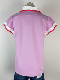Margaret Collared Top in Pink/Ivory