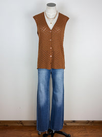 Adley Button Down Sweater Vest in Camel