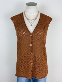 Adley Button Down Sweater Vest in Camel