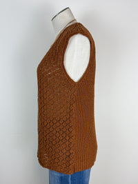 Adley Button Down Sweater Vest in Camel