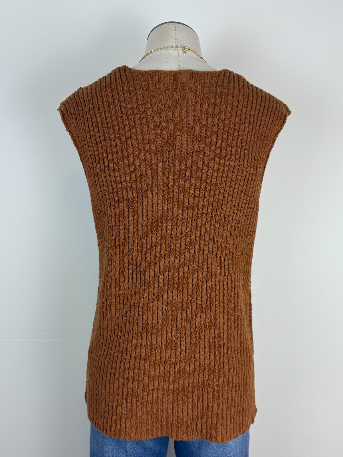 Adley Button Down Sweater Vest in Camel